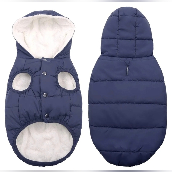 SAWMONG Navy Blue Dog Fleece Jacket with Hood #459 - Picture 7 of 13